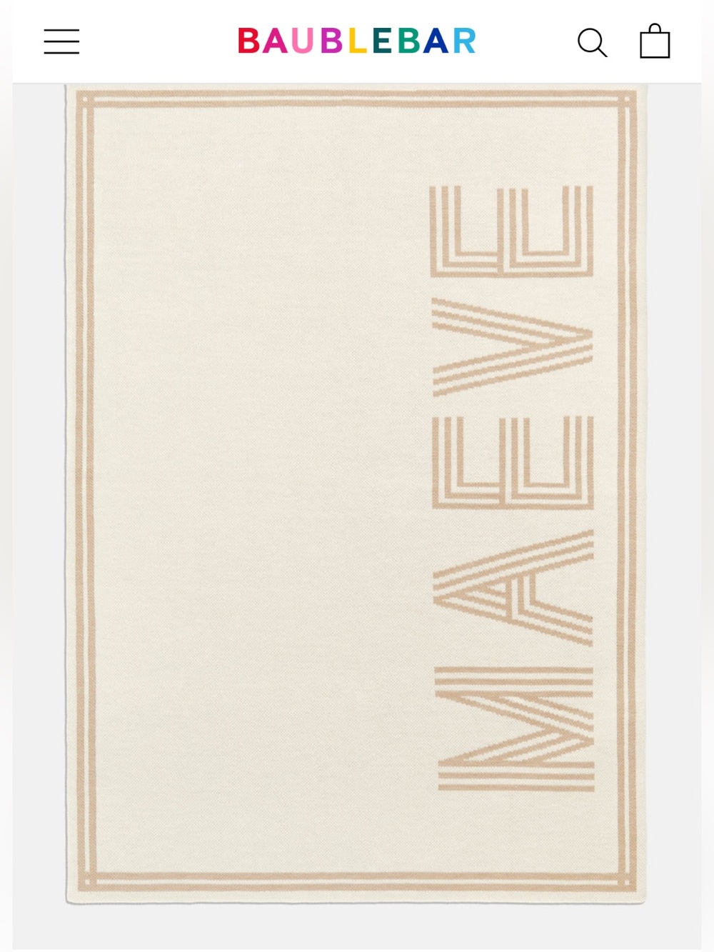 NWOT BaubleBar Your Name in Stripes  ‘B’ Custom Knit Throw Blanket